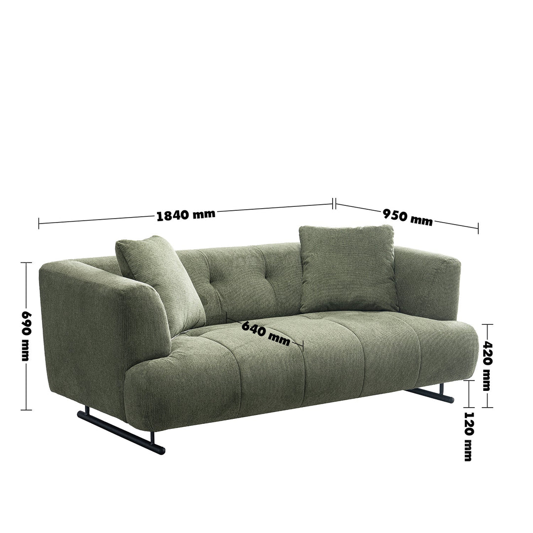 Cream cotton fabric 2 seater sofa verdo size charts.