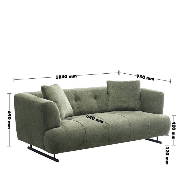Cream cotton fabric 2 seater sofa verdo size charts.