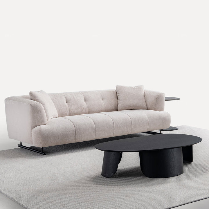 Cream cotton fabric 3 seater sofa verdo color swatches.