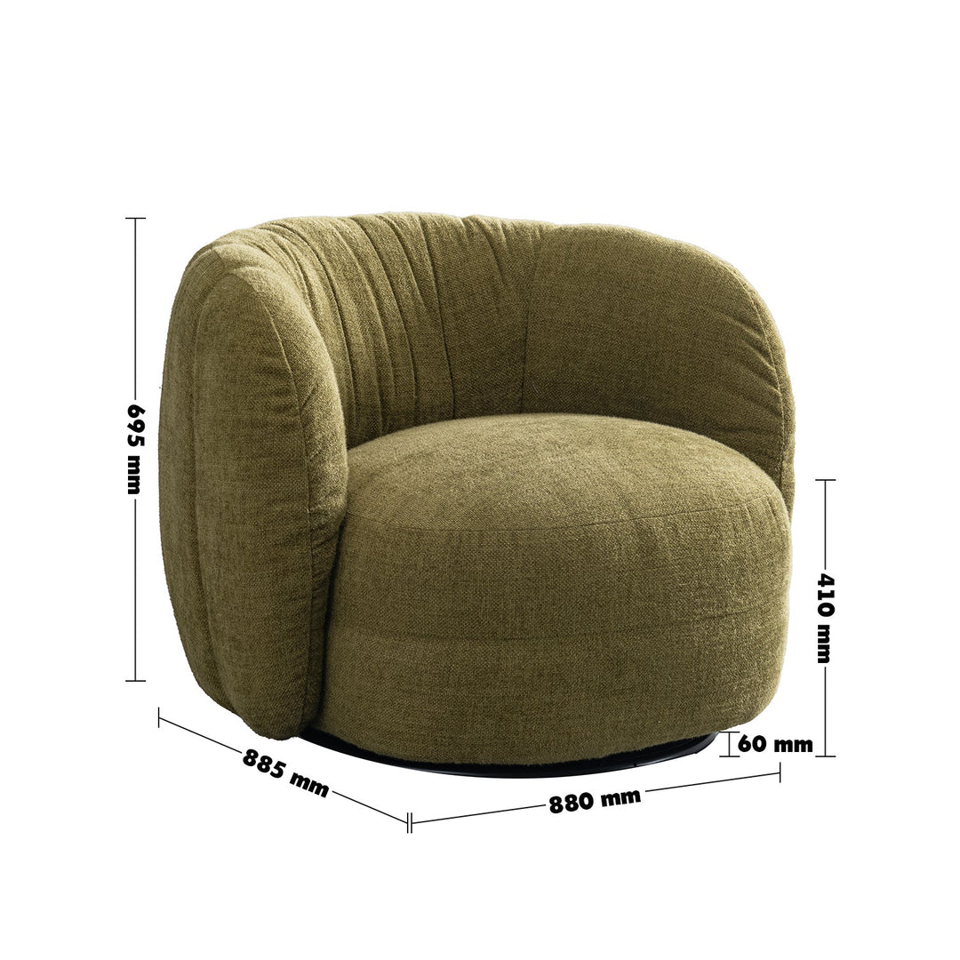 Cream Linen Fabric Revolving 1 Seater Sofa OLVI