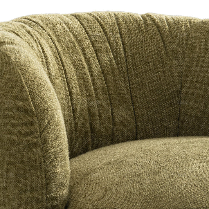 Cream linen fabric revolving 1 seater sofa olvi with context.