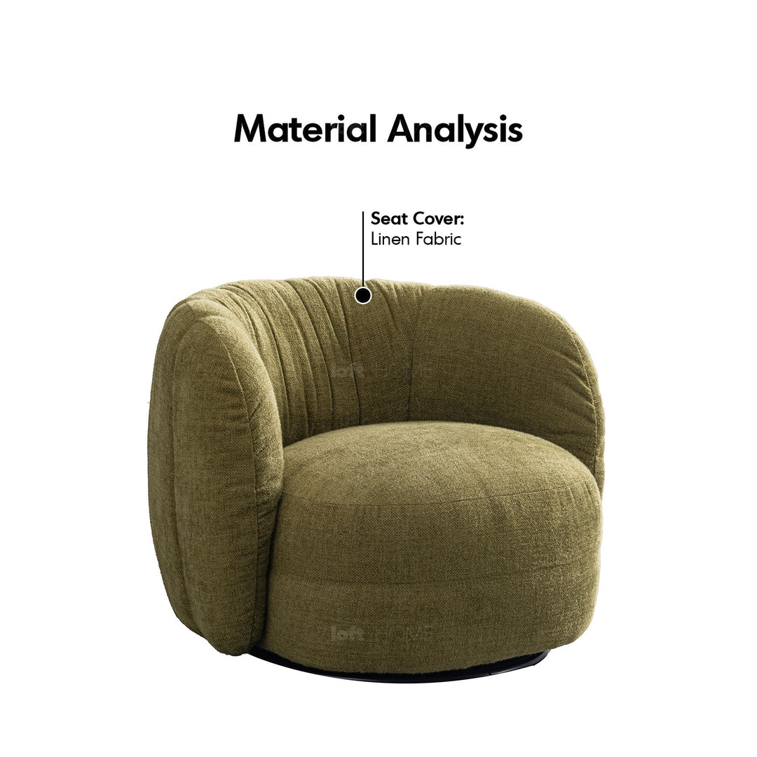 Cream Linen Fabric Revolving 1 Seater Sofa OLVI