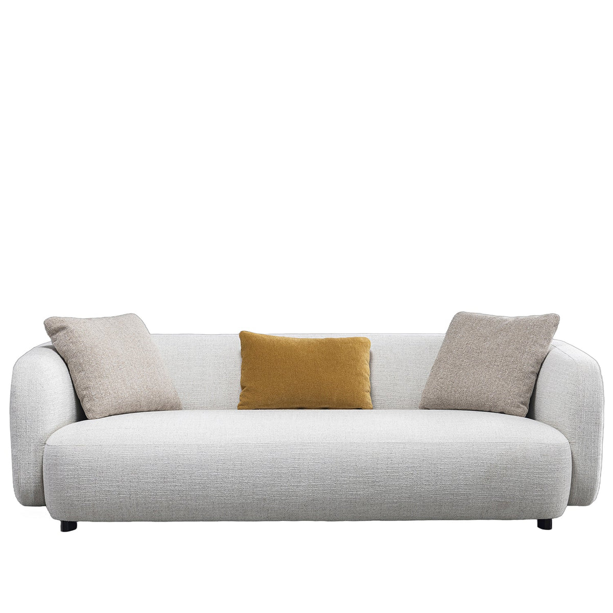 Cream mixed weave fabric 2 seater sofa luma in white background.
