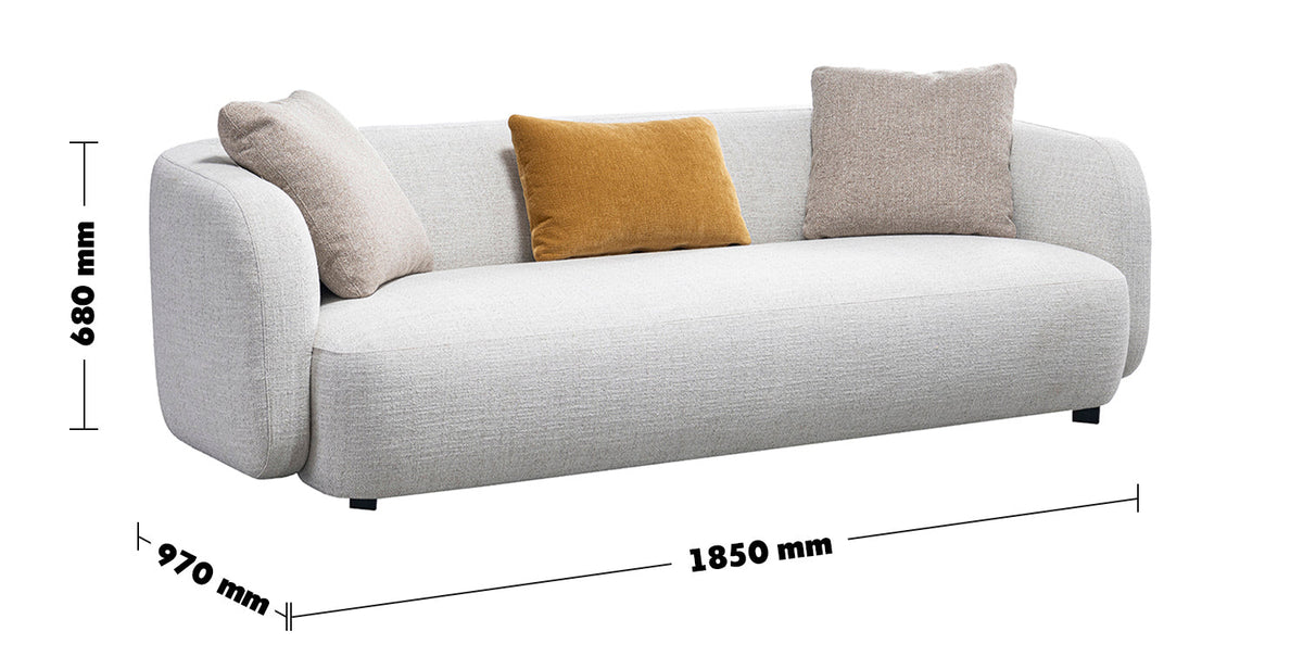 Cream Mixed Weave Fabric 2 Seater Sofa LUMA Size Chart