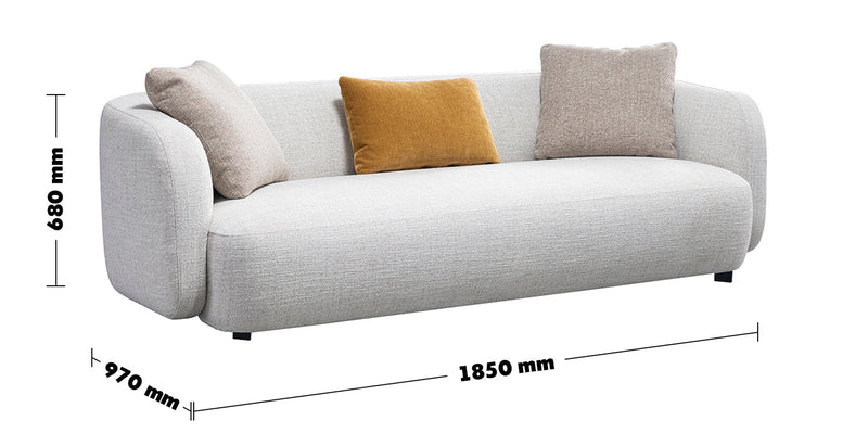 Cream Mixed Weave Fabric 2 Seater Sofa LUMA Size Chart