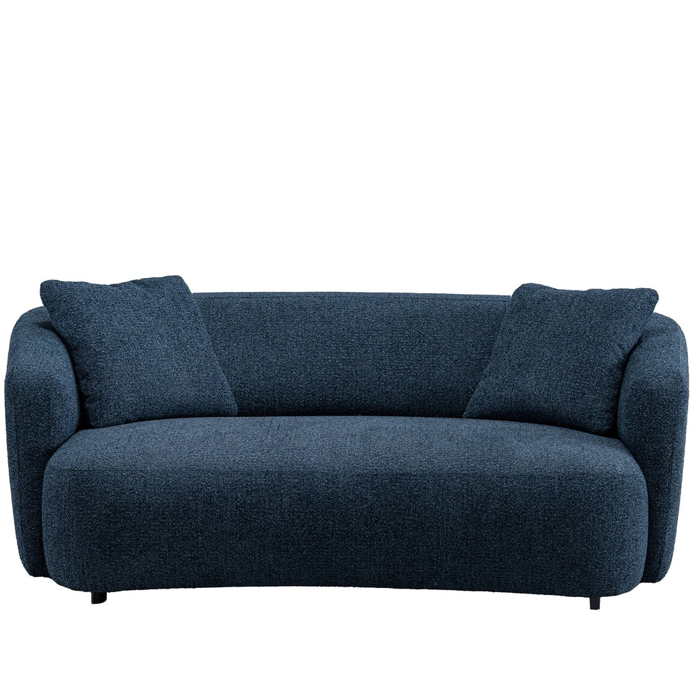 Cream mixed weave fabric 2 seater sofa navi in white background.