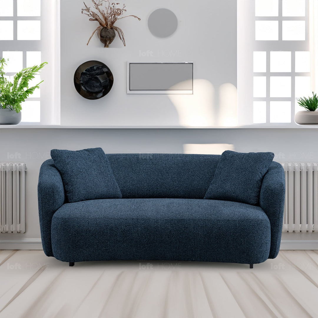 Cream mixed weave fabric 2 seater sofa navi color swatches.