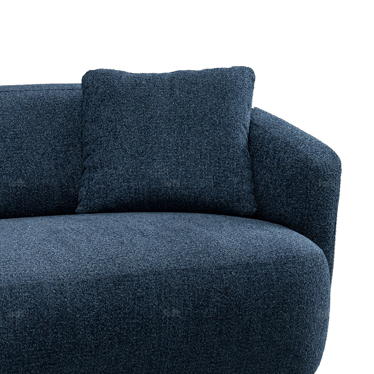 Cream mixed weave fabric 2 seater sofa navi in details.