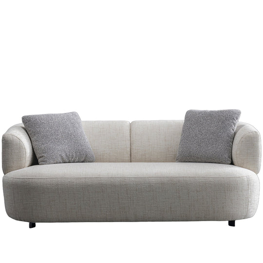 Cream mixed weave fabric 2 seater sofa noiry in white background.
