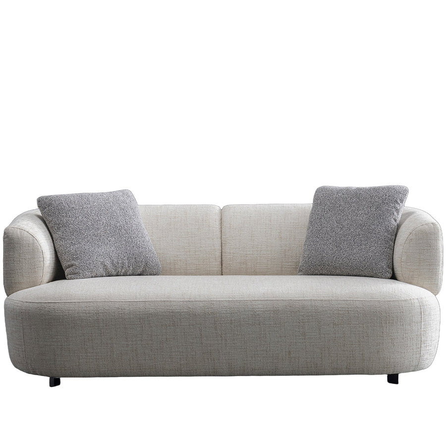 Cream mixed weave fabric 2 seater sofa noiry in white background.