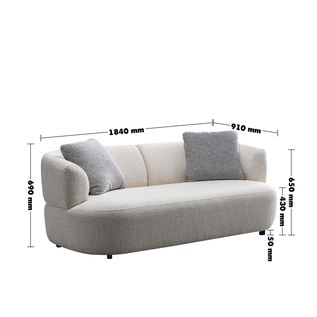 Cream mixed weave fabric 2 seater sofa noiry size charts.