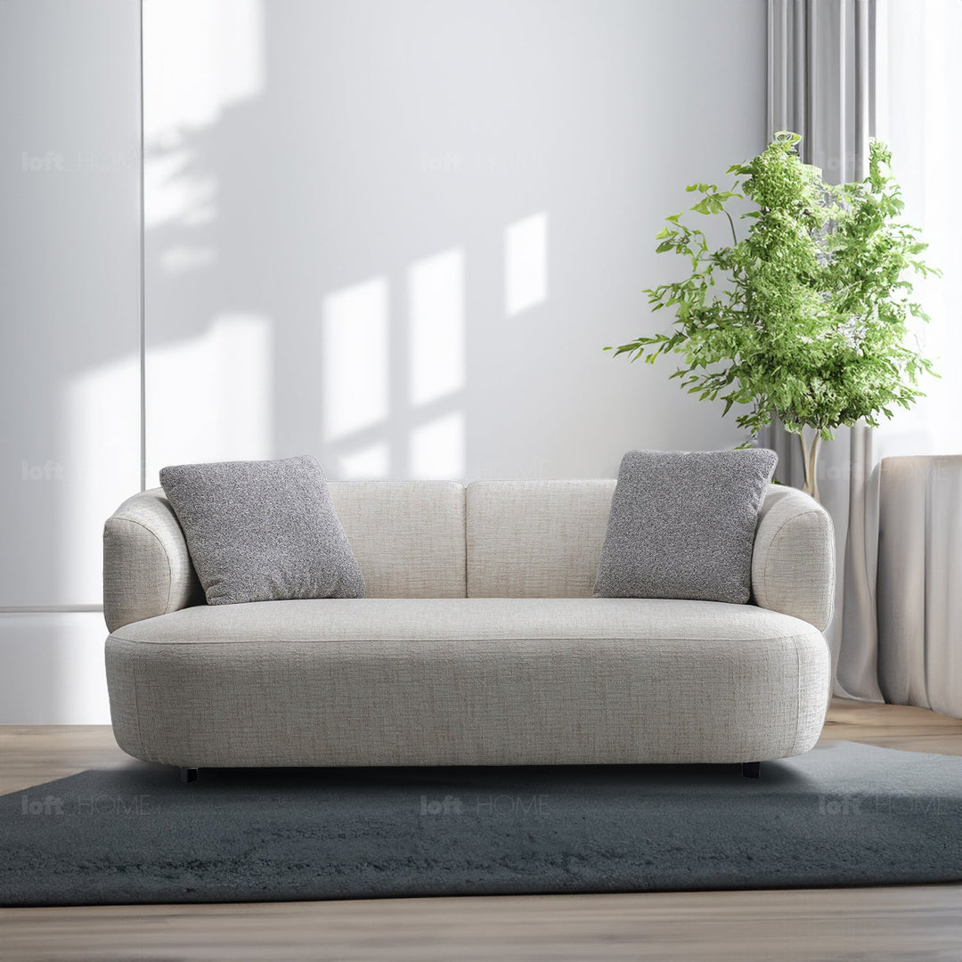 Cream mixed weave fabric 2 seater sofa noiry color swatches.