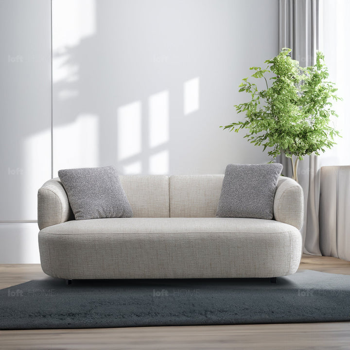 Cream mixed weave fabric 2 seater sofa noiry color swatches.