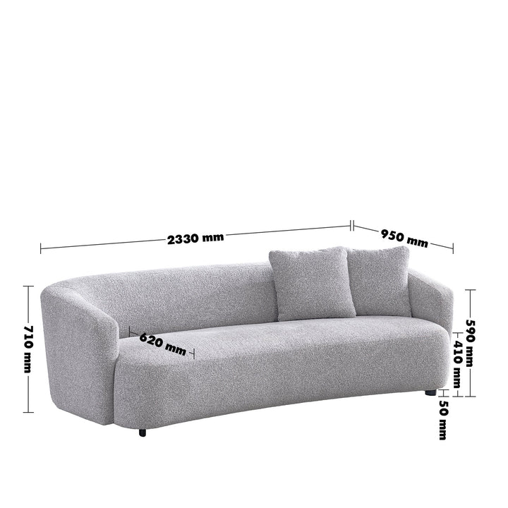 Cream mixed weave fabric 3 seater sofa navi size charts.