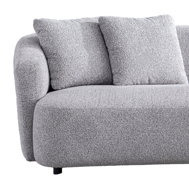 Cream mixed weave fabric 3 seater sofa navi in close up details.