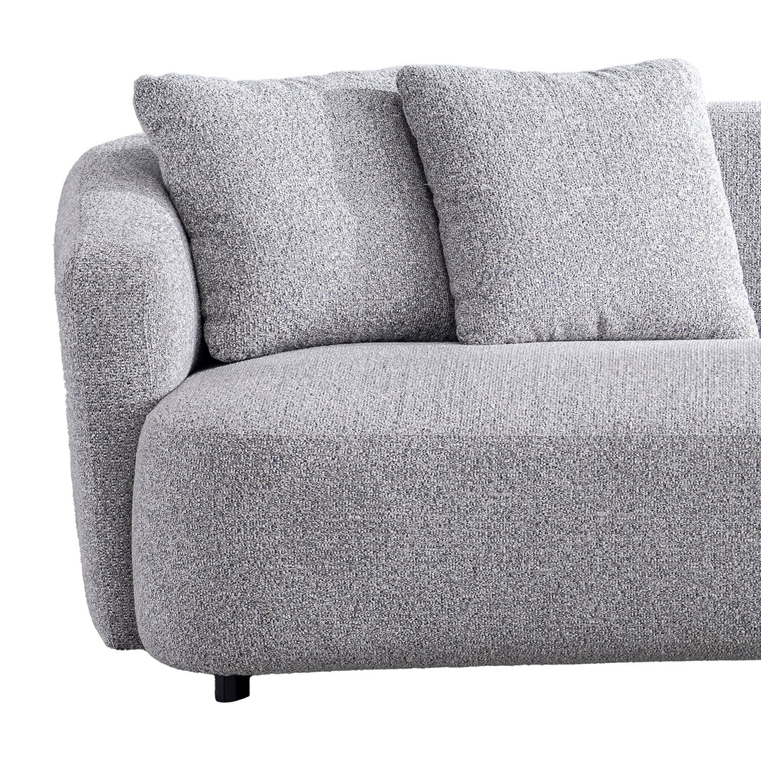 Cream mixed weave fabric 3 seater sofa navi in close up details.