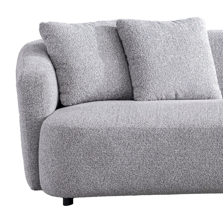 Cream mixed weave fabric 3 seater sofa navi in close up details.