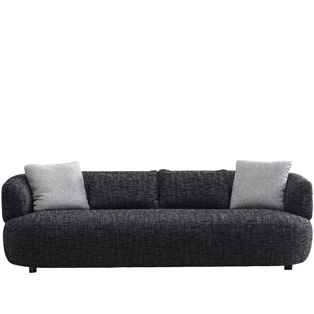 Cream mixed weave fabric 3 seater sofa noiry in white background.