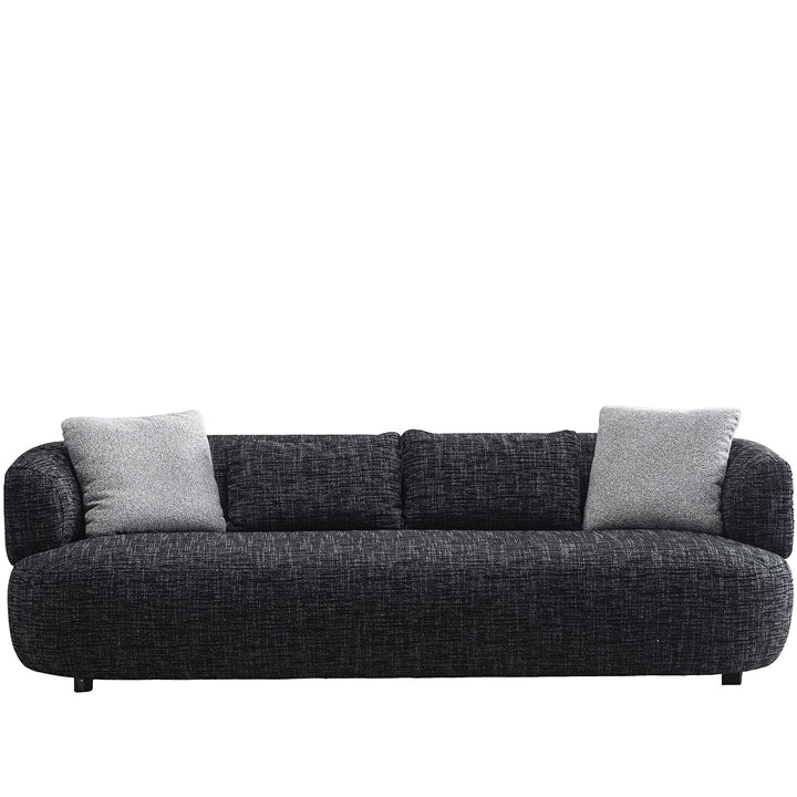 Cream mixed weave fabric 3 seater sofa noiry in white background.