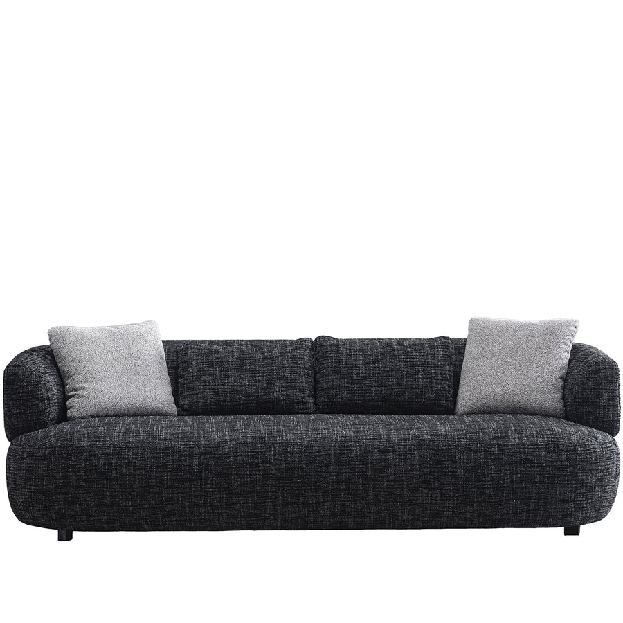 Cream mixed weave fabric 3 seater sofa noiry in white background.