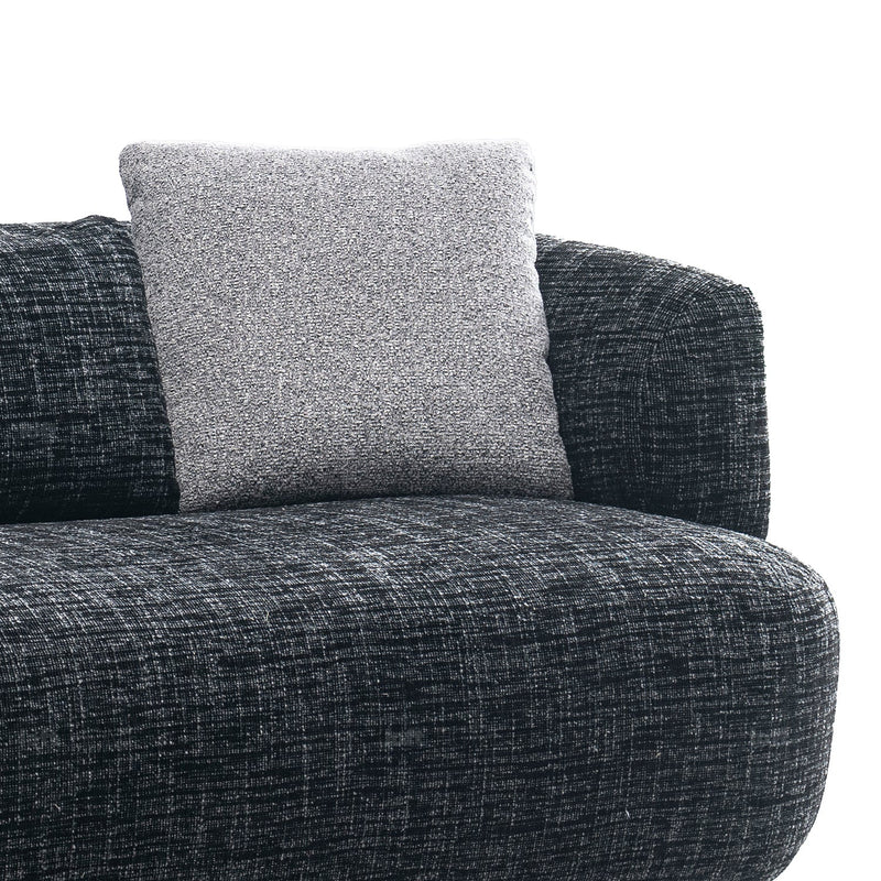 Cream mixed weave fabric 3 seater sofa noiry in details.