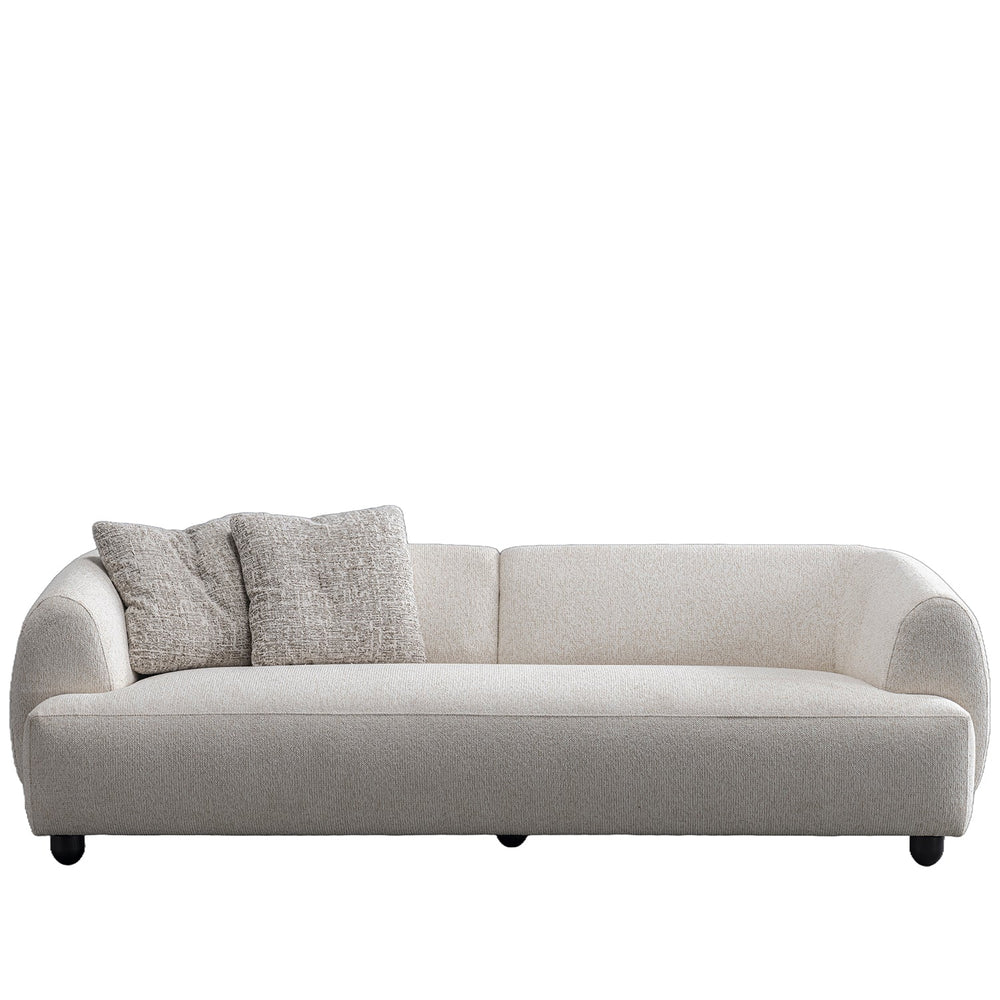 Cream mixed weave fabric 3 seater sofa puffy in white background.