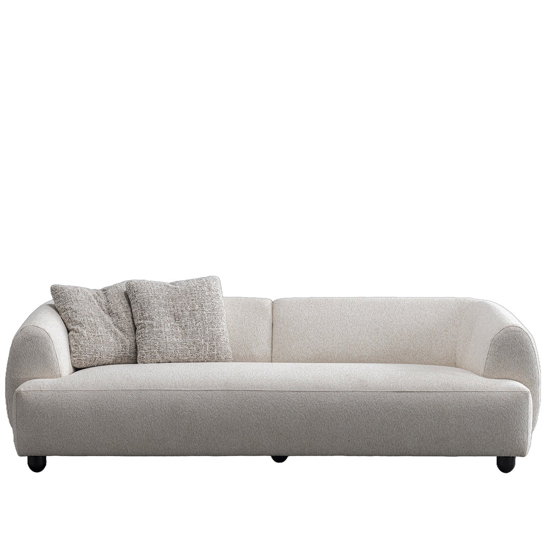 Cream mixed weave fabric 3 seater sofa puffy in white background.
