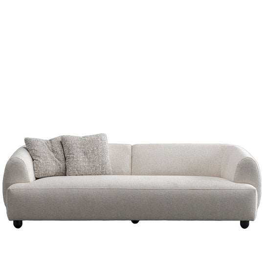 Cream mixed weave fabric 3 seater sofa puffy in white background.