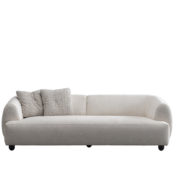 Cream mixed weave fabric 3 seater sofa puffy in white background.