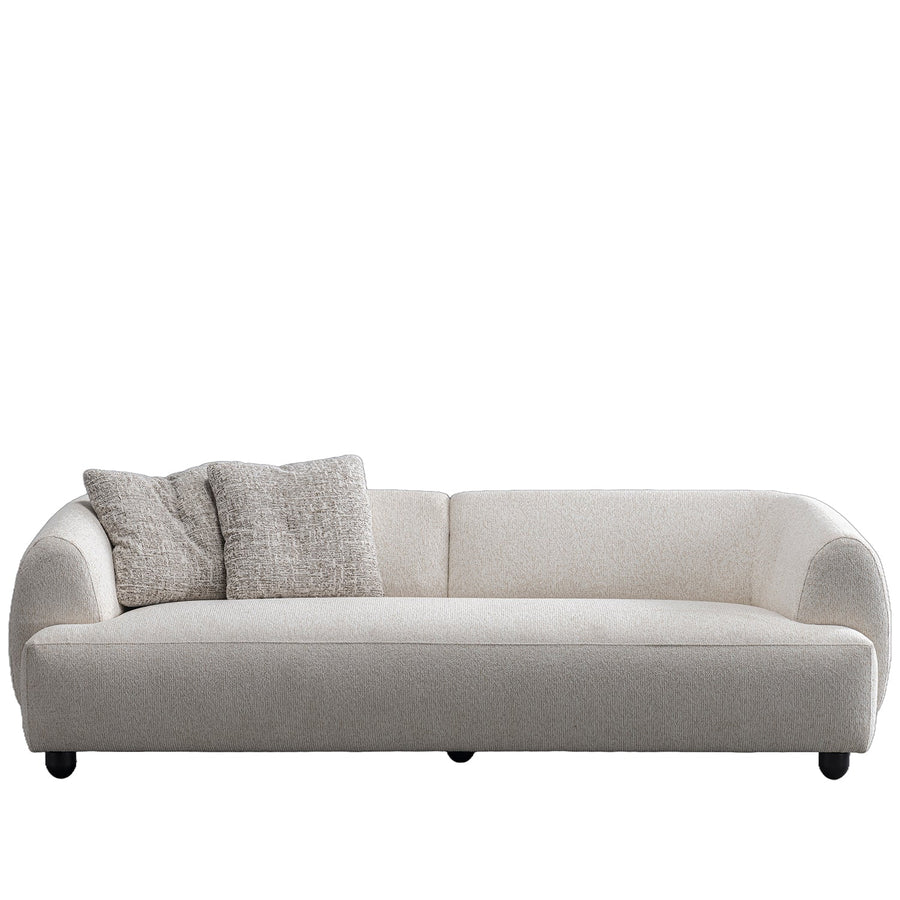 Cream mixed weave fabric 3 seater sofa puffy in white background.