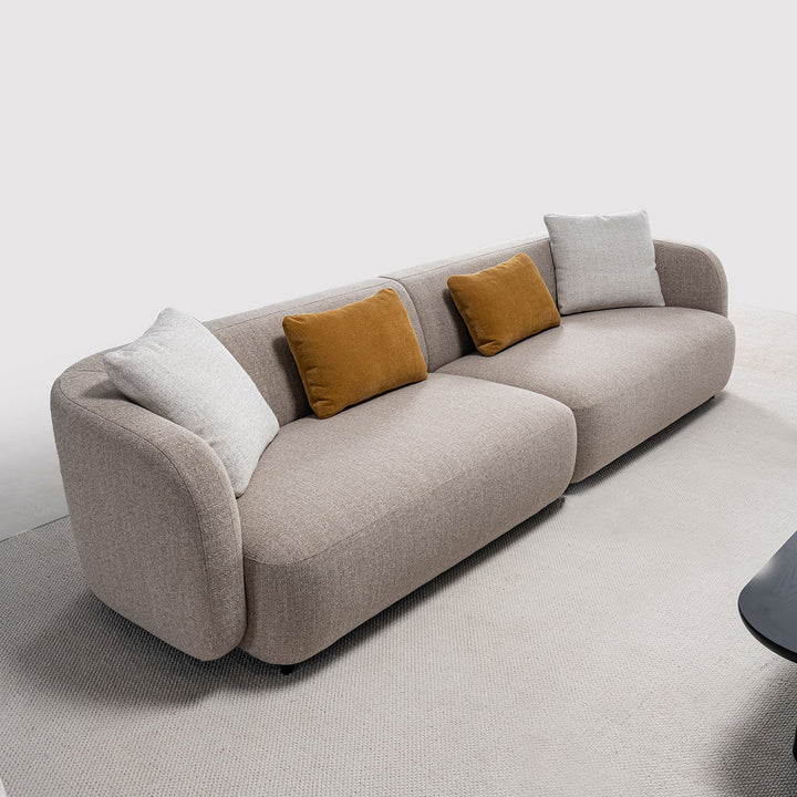 Cream Mixed Weave Fabric 4 Seater Sofa LUMA