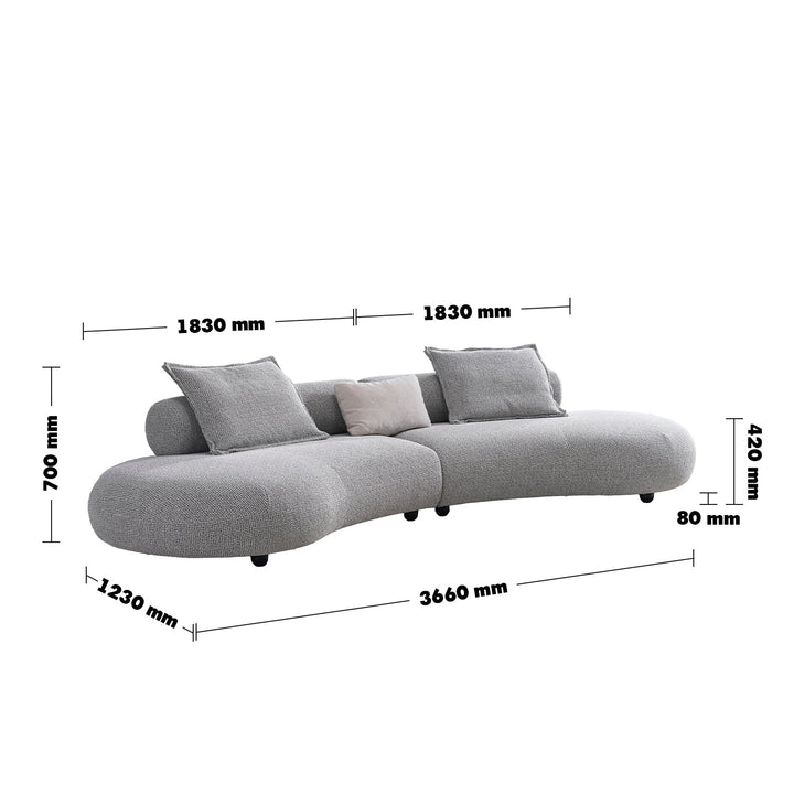 Cream Mixed Weave Fabric 6 Seater Sofa CURVO