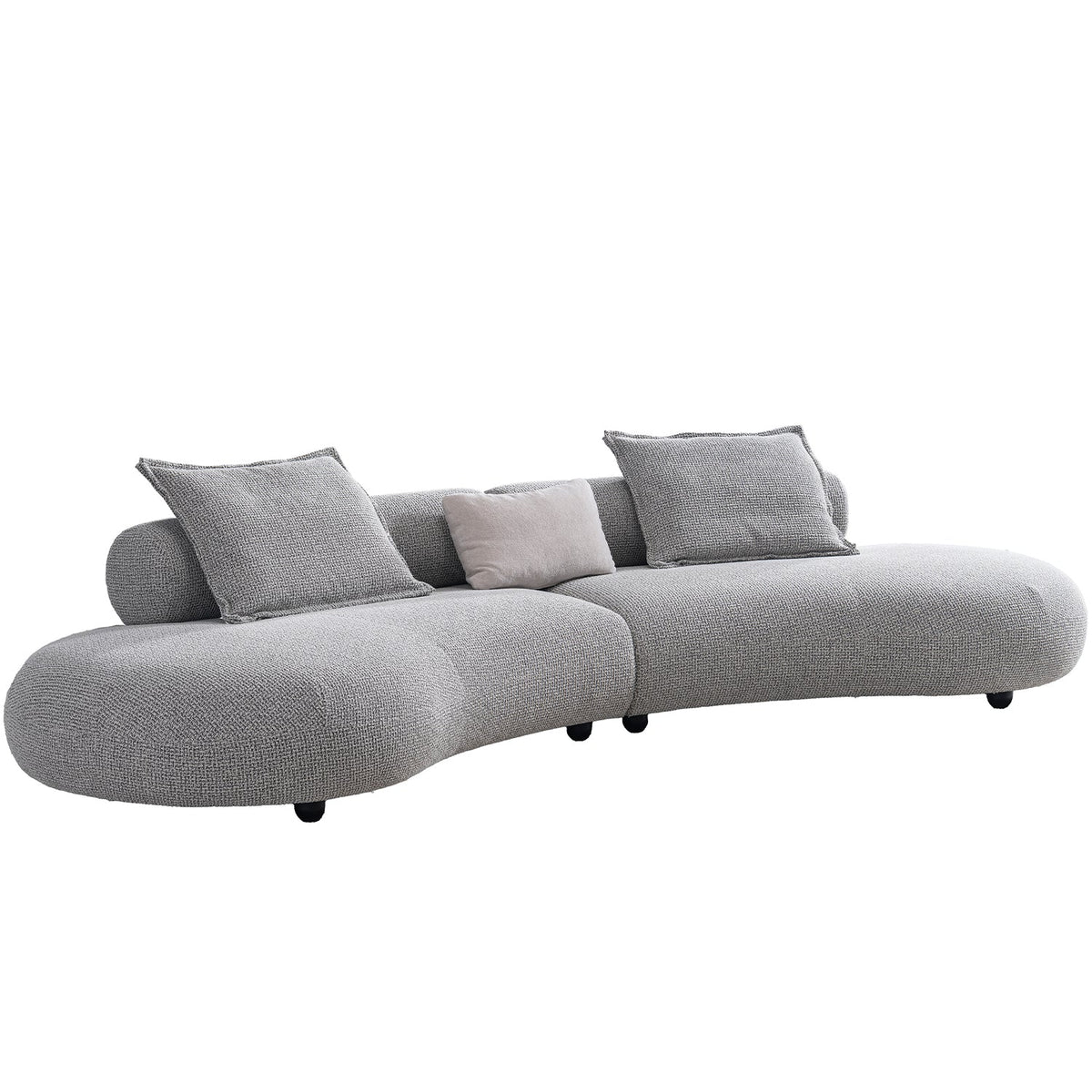Cream mixed weave fabric 6 seater sofa curvo in real life style.