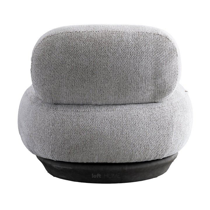 Cream mixed weave fabric revolving 1 seater sofa bixy in panoramic view.