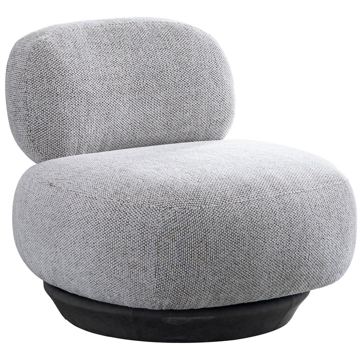 Cream mixed weave fabric revolving 1 seater sofa bixy in still life.