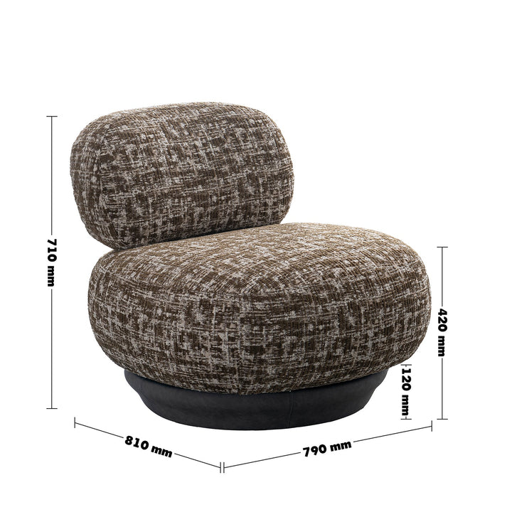 Cream Mixed Weave Fabric Revolving 1 Seater Sofa BIXY