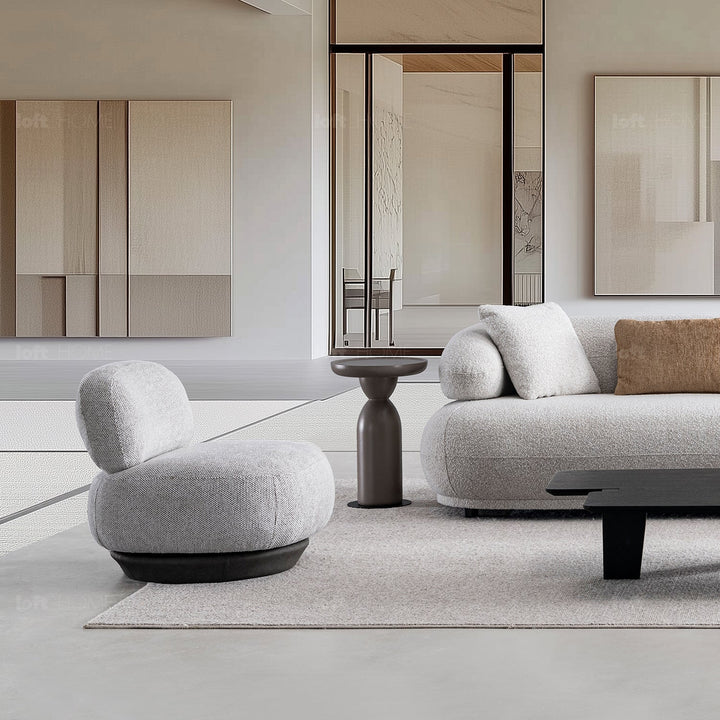 Cream Mixed Weave Fabric Revolving 1 Seater Sofa BIXY