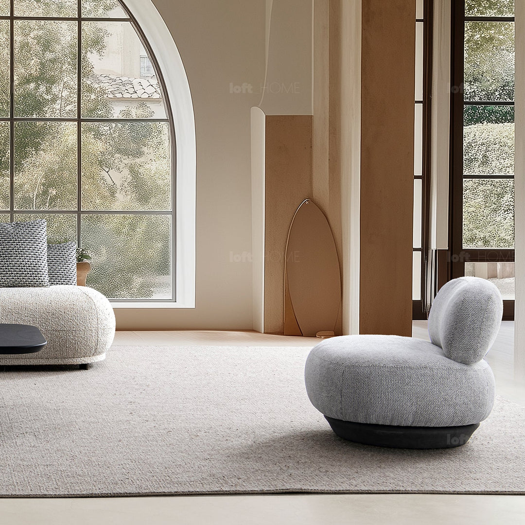 Cream Mixed Weave Fabric Revolving 1 Seater Sofa BIXY