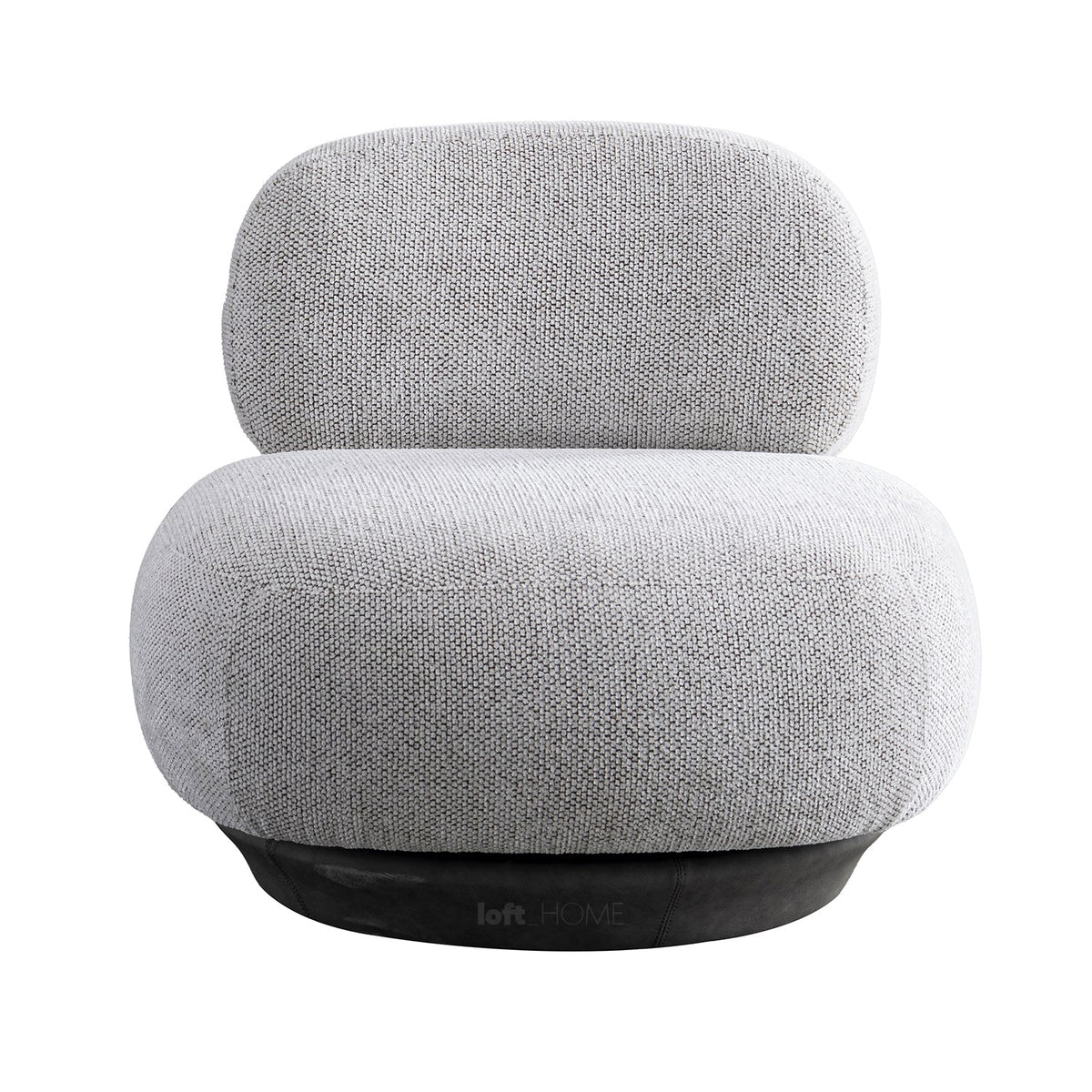 Cream mixed weave fabric revolving 1 seater sofa bixy in close up details.