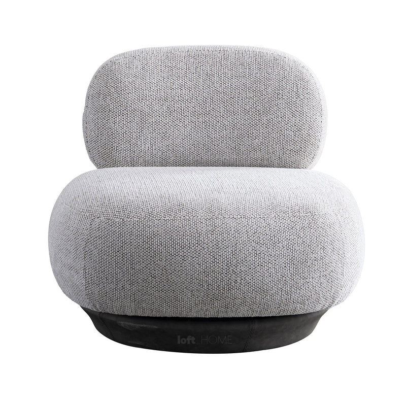Cream mixed weave fabric revolving 1 seater sofa bixy in close up details.