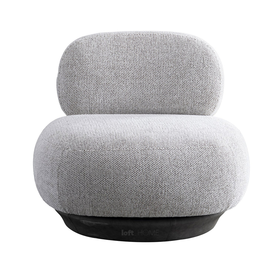 Cream mixed weave fabric revolving 1 seater sofa bixy in close up details.
