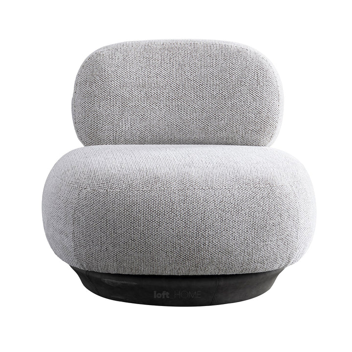 Cream mixed weave fabric revolving 1 seater sofa bixy in close up details.