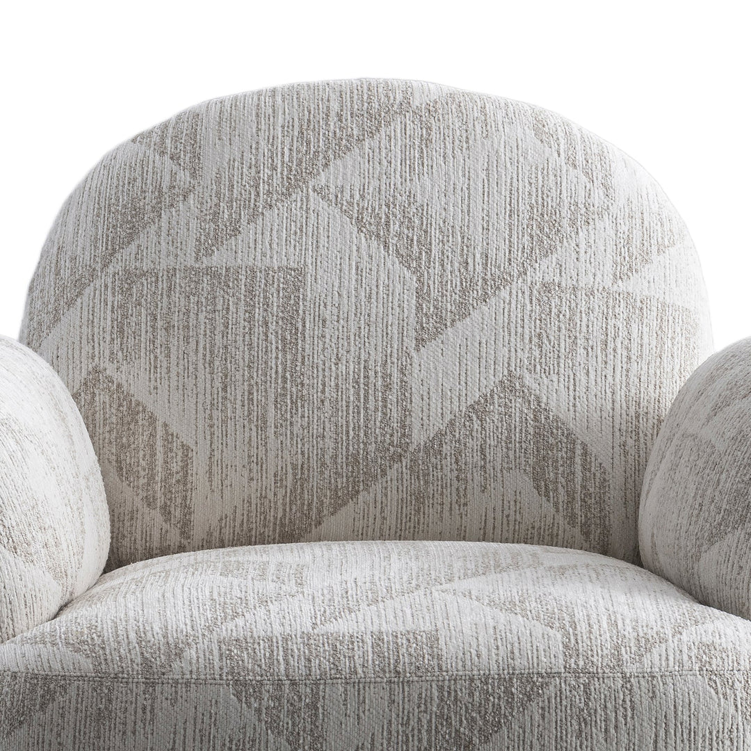 Cream Mixed Weave Fabric Revolving 1 Seater Sofa POMU