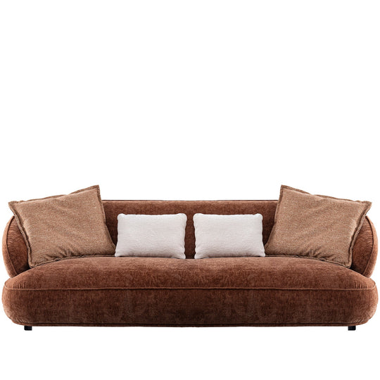 Cream velvet fabric 3 seater sofa cocoa in white background.