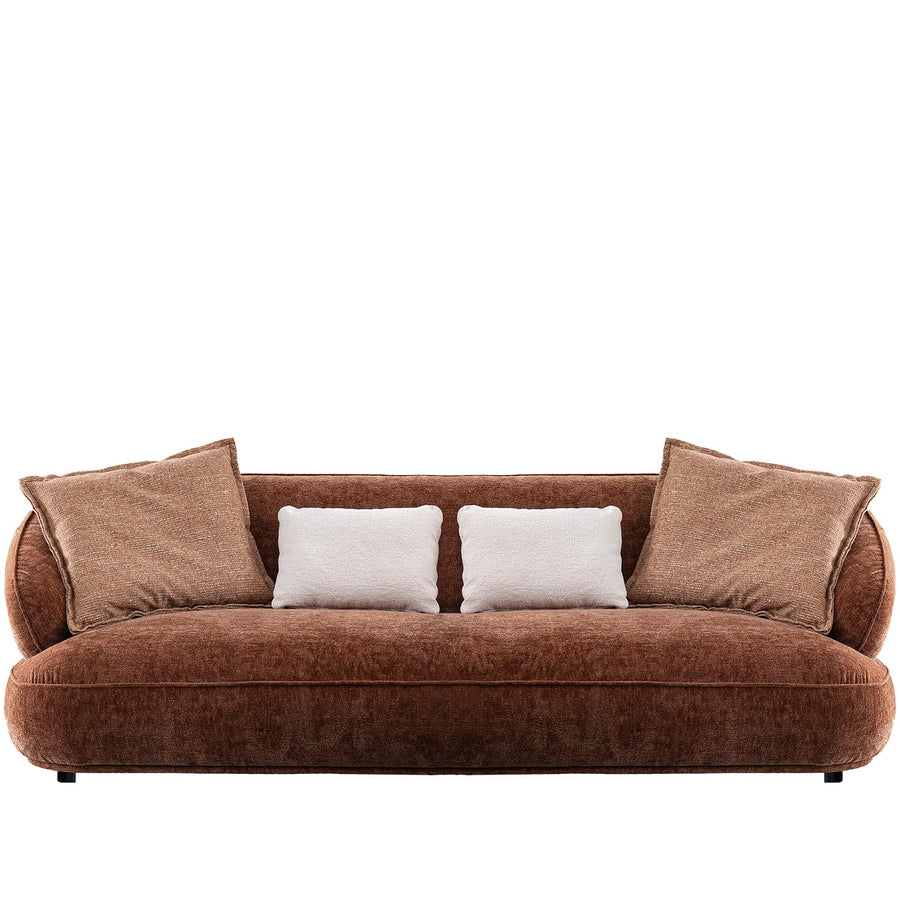 Cream velvet fabric 3 seater sofa cocoa in white background.