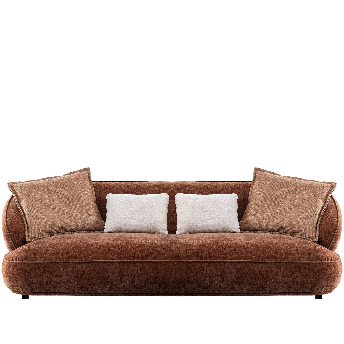 Cream velvet fabric 3 seater sofa cocoa in real life style.