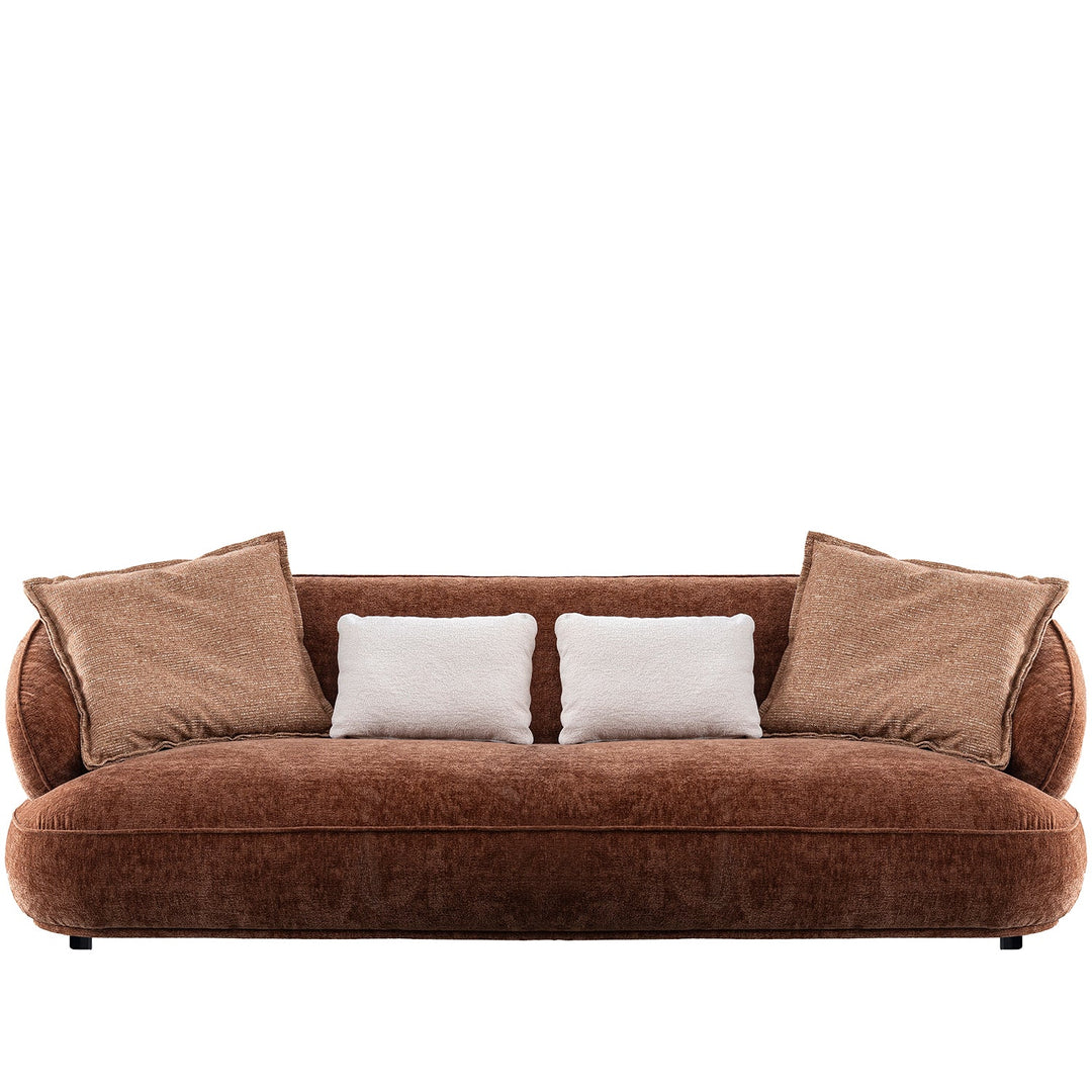 Cream velvet fabric 3 seater sofa cocoa in real life style.