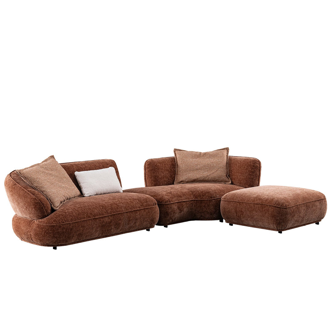 Cream velvet fabric l shape sectional sofa cocoa 3+l material variants.