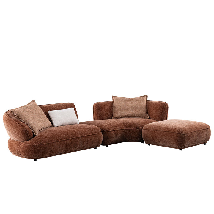 Cream velvet fabric l shape sectional sofa cocoa 3+l material variants.