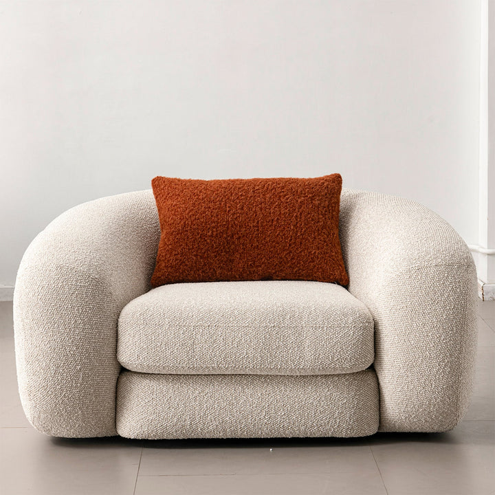 Cream Boucle Fabric 1 Seater Sofa CURLY